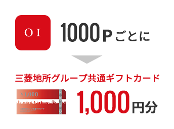 01. 1,000Pごとに三菱地所グループ共通ギフトカード1,000円分