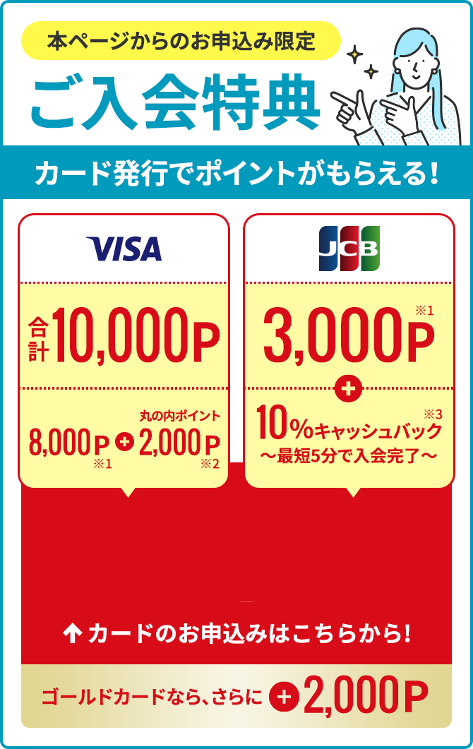 本ページからのお申込み限定【ご入会特典】カード発行でポイントがもらえる！